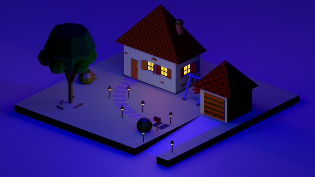 low poly modeling - family house 3D मॉडल .c4d .max .obj .3ds .fbx .stl .blend