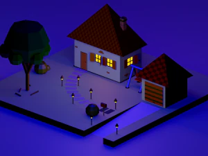 low poly modeling - family house 3D Model