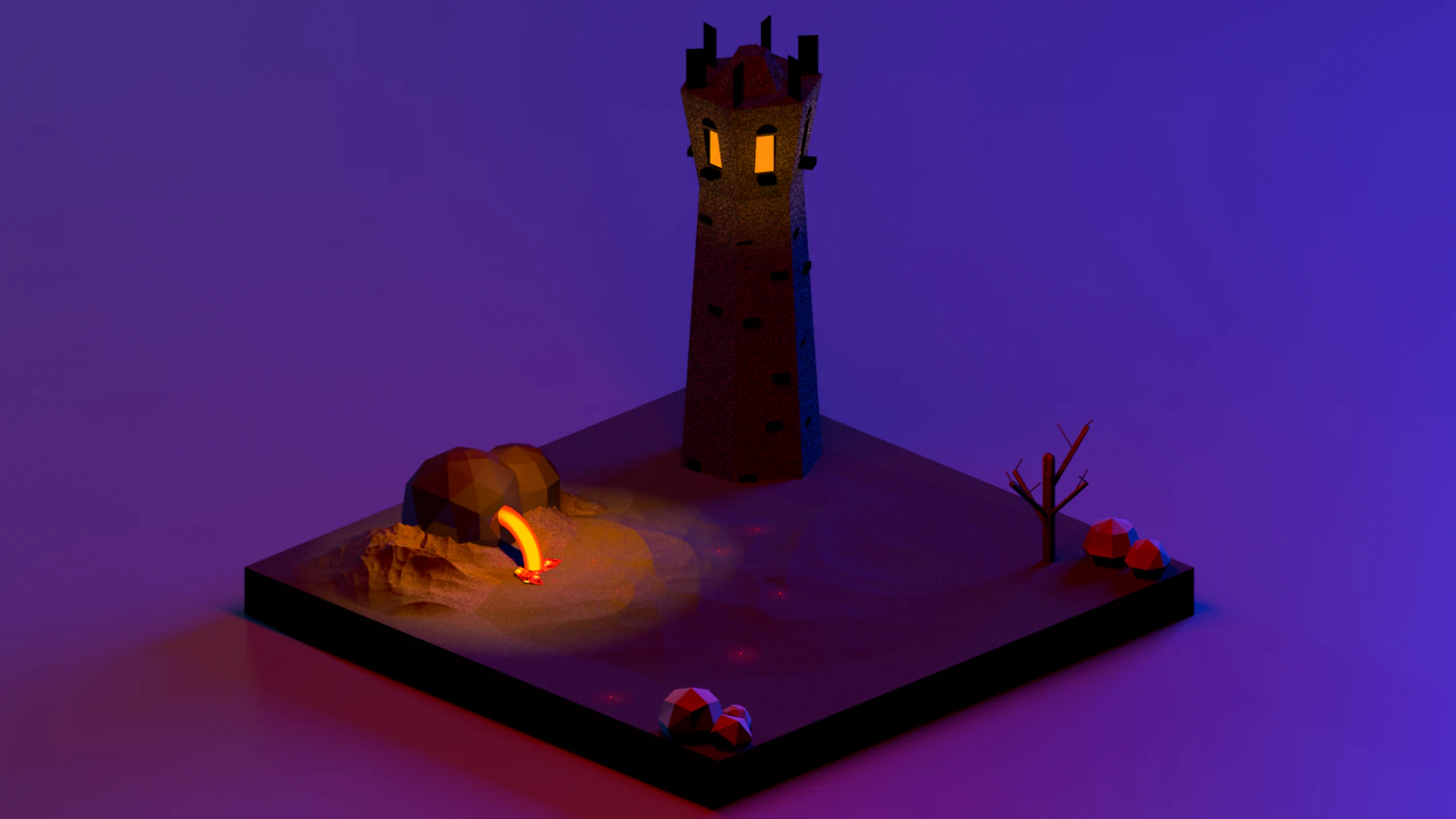 low poly modeling - isengard 3D Model .c4d .max .obj .3ds .fbx .stl .blend 