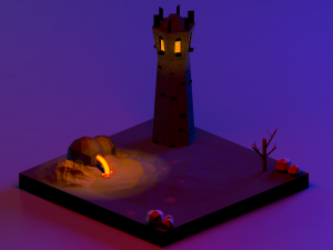 low poly modeling - isengard Modelo 3D