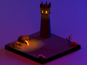 modellazione low poly - isengard Modello 3D