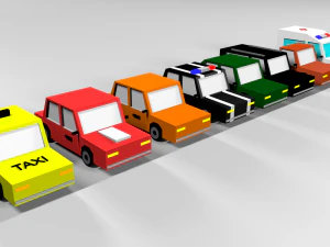 низькополігональне моделювання - автомобілі 3D Модель