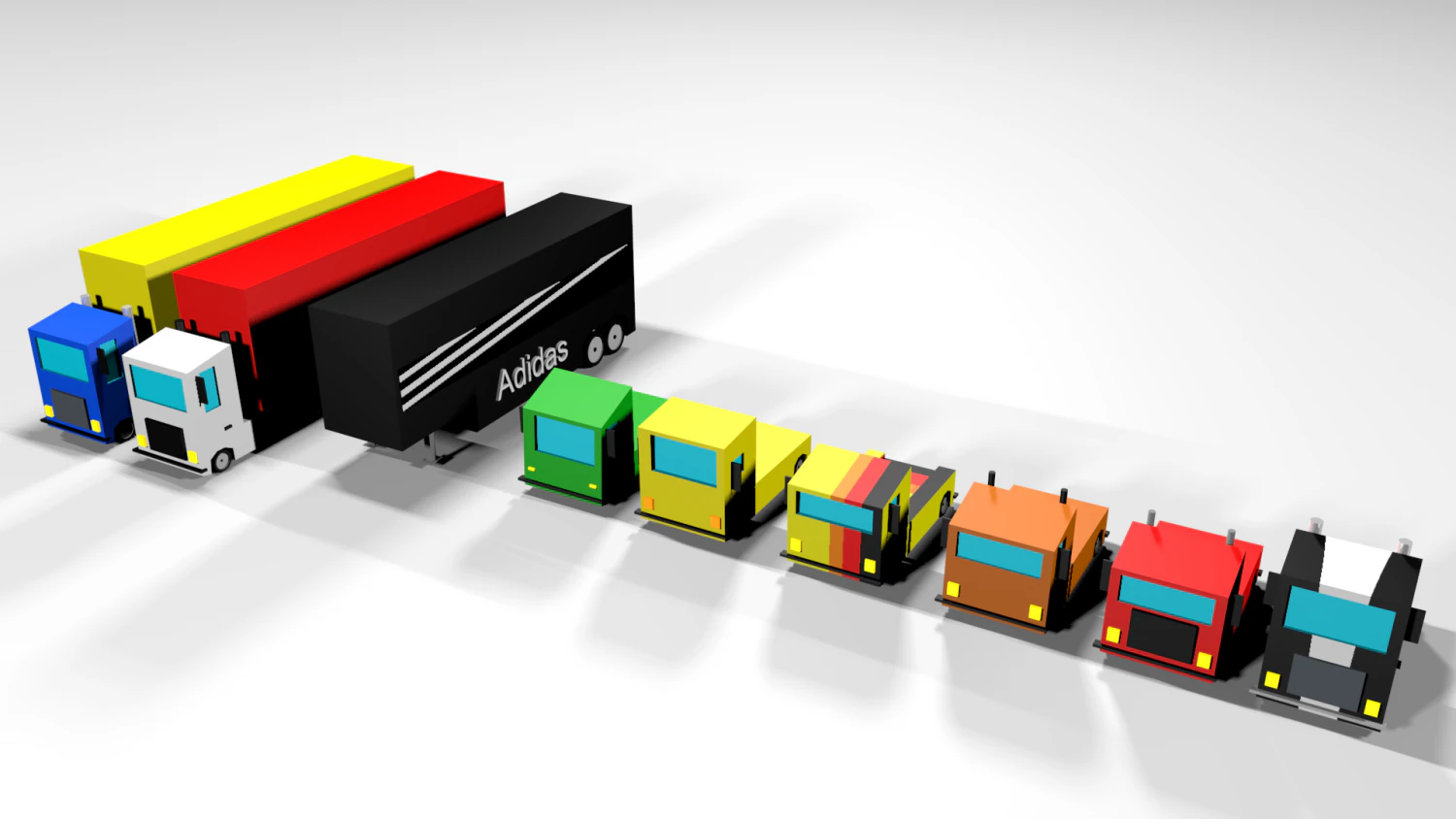 low poly modeling - trucks 3D Model .c4d .max .obj .3ds .fbx .stl .blend 