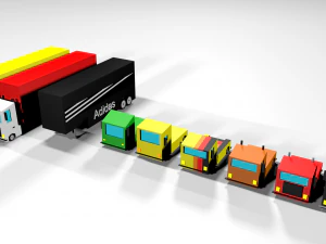 низькополігональне моделювання - вантажівки 3D Модель