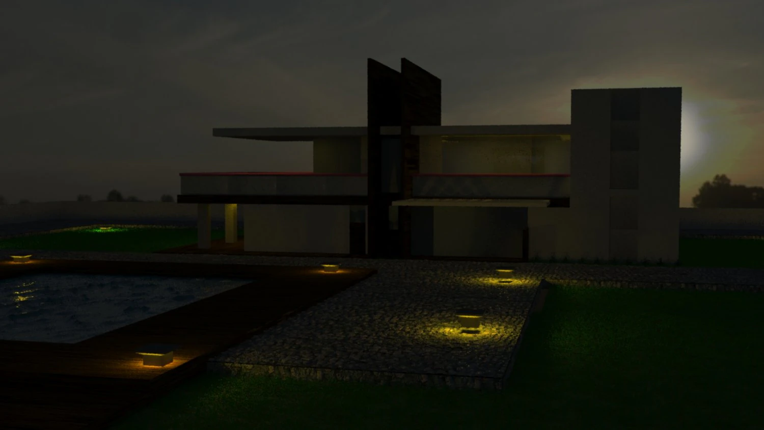 the modern villa 3D Model .c4d .max .obj .3ds .fbx .stl .blend