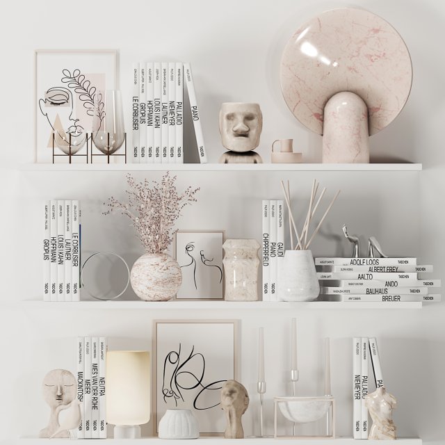 decorative set 02 3D Модель .c4d .max .obj .3ds .fbx .stl .blend 