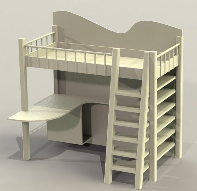 Bunk bed 3D-Modell .c4d .max .obj .3ds .fbx .stl .blend 