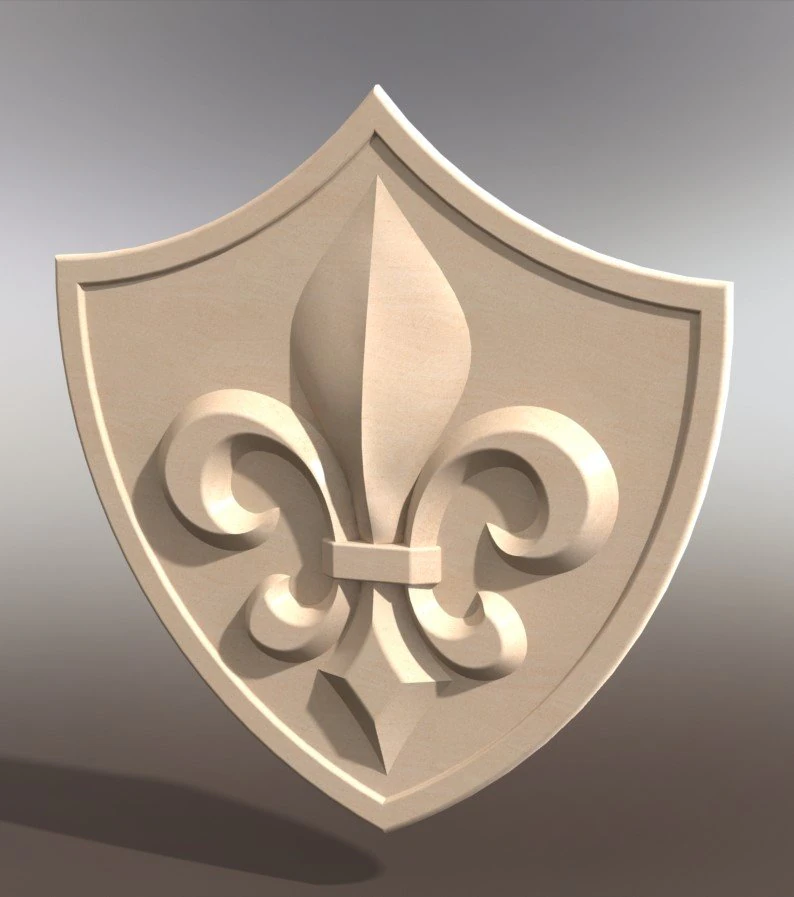 heraldic lily on the shield 3D Model .c4d .max .obj .3ds .fbx .stl .blend
