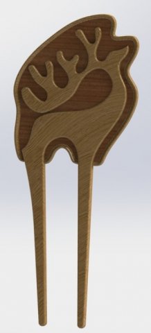 Wooden hairpin deer 3D Print Model .c4d .max .obj .3ds .fbx .stl .blend