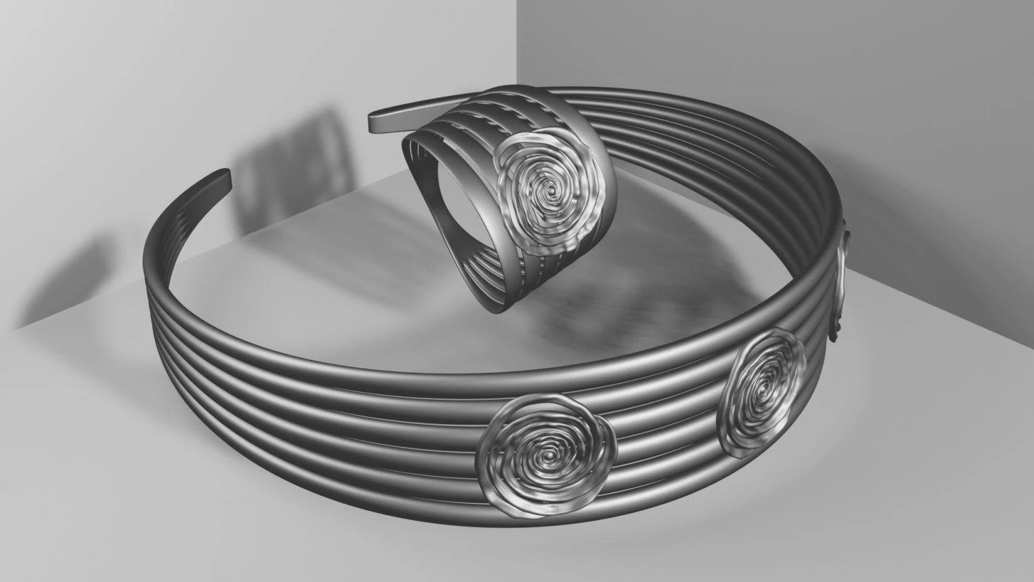 Bracelet and ring 3D print model 3D Model .c4d .max .obj .3ds .fbx .stl .blend