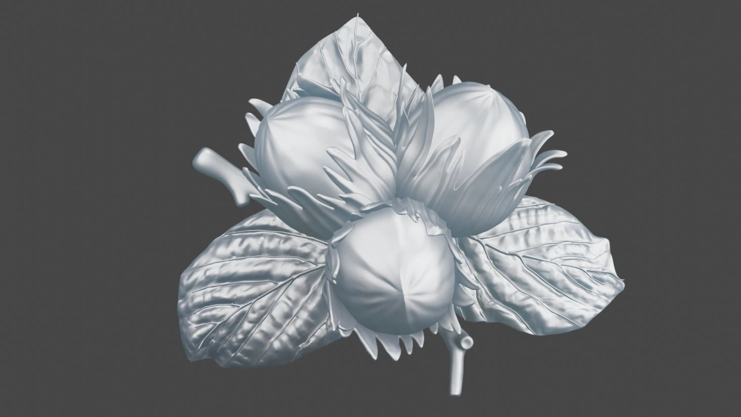 Brooch Nuts 3D Model .c4d .max .obj .3ds .fbx .stl .blend 