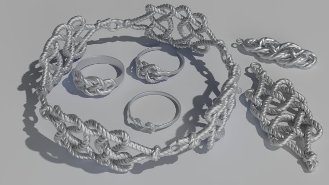 Set of jewelry Knot 3D Baskı Modeli .c4d .max .obj .3ds .fbx .stl .blend 