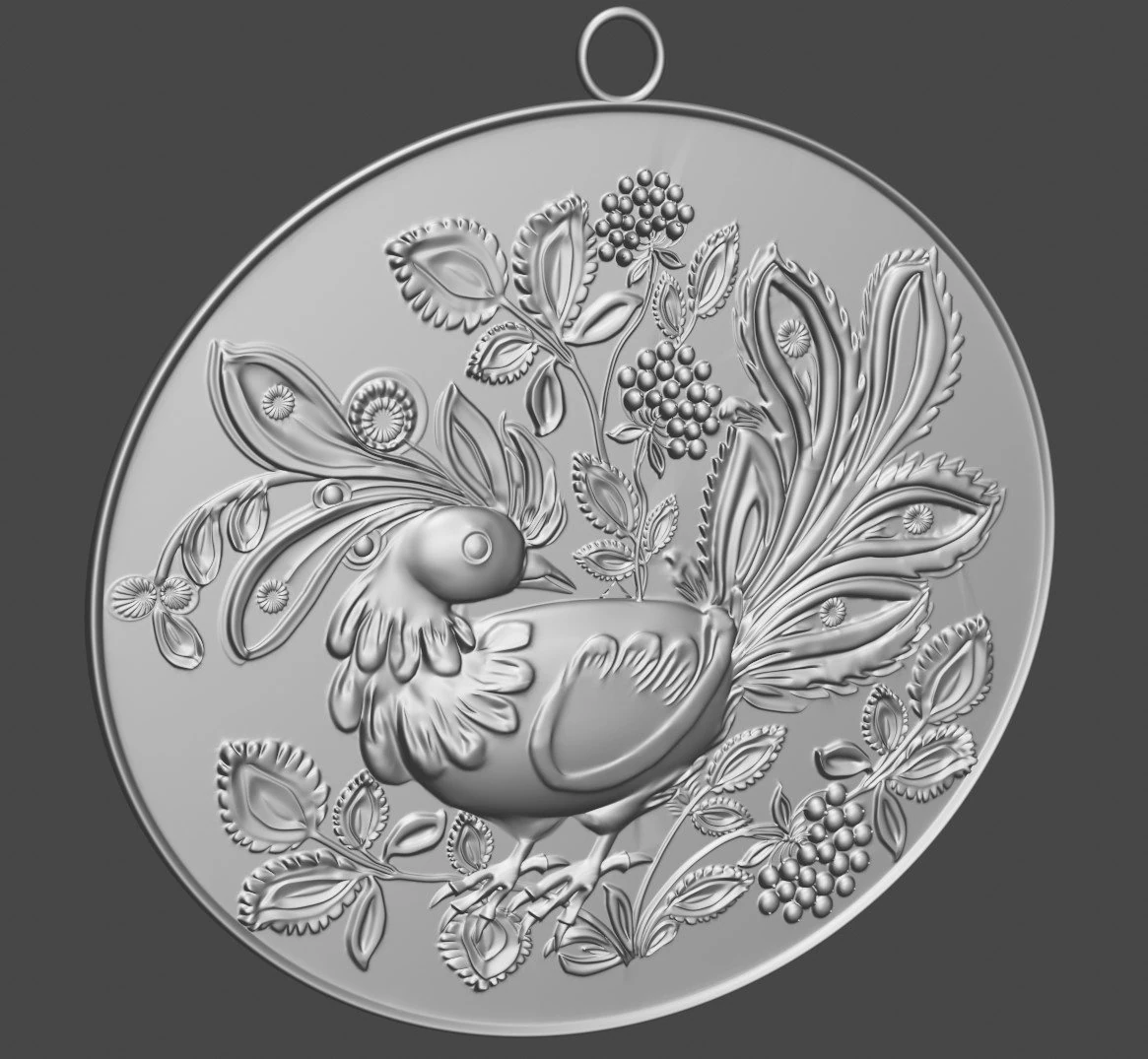 A bird in the style of Petrikovsky painting 3D Print Model .c4d .max .obj .3ds .fbx .stl .blend 