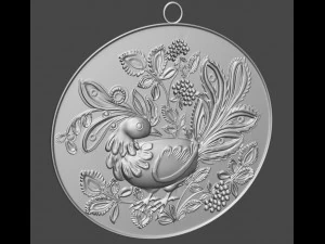 Un uccello nello stile della pittura Petrikovsky Modello di stampa 3D