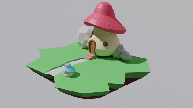 low poly mushroom house 3D Модель .c4d .max .obj .3ds .fbx .stl .blend 