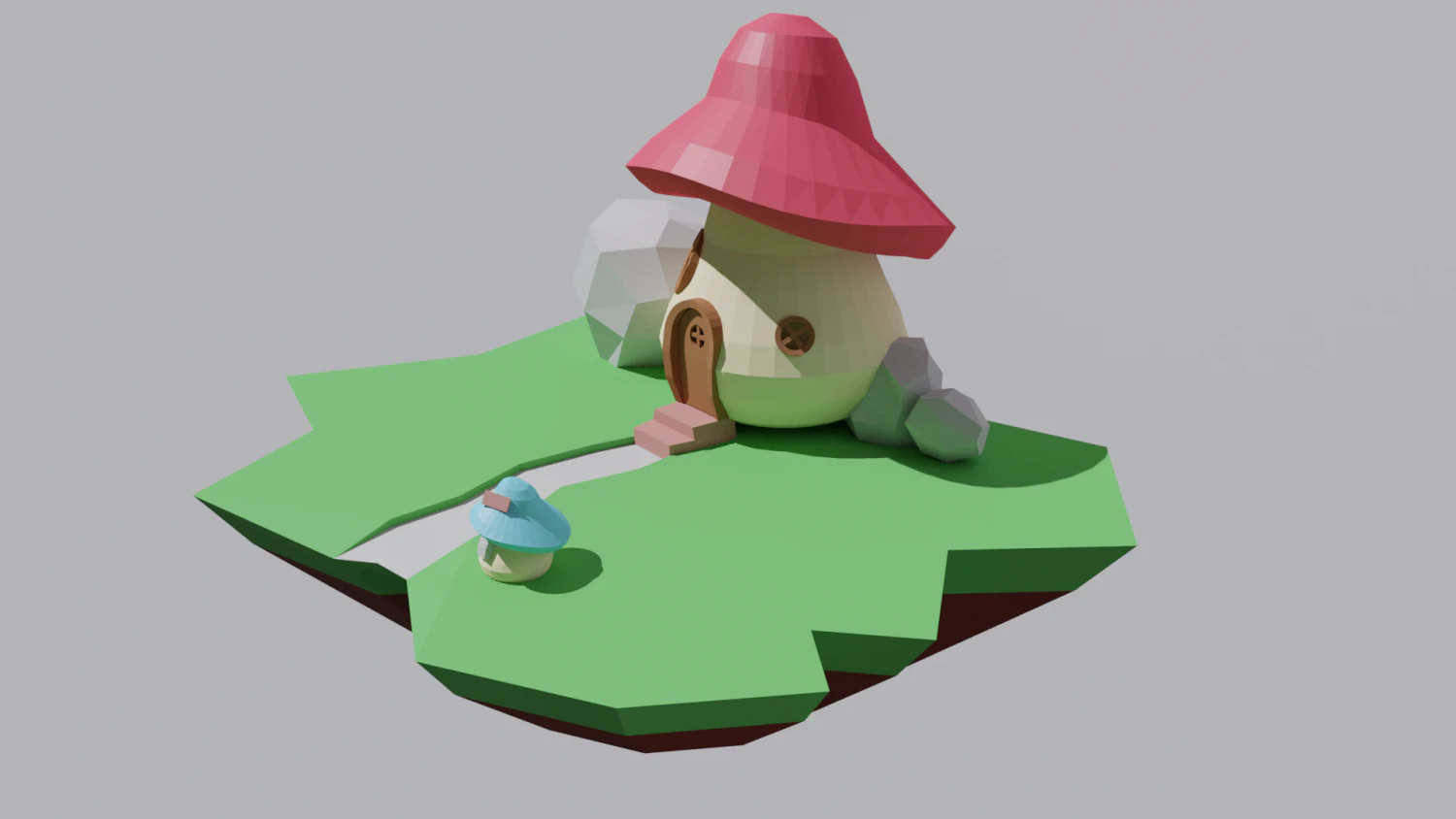 low poly mushroom house 3D Model .c4d .max .obj .3ds .fbx .stl .blend 