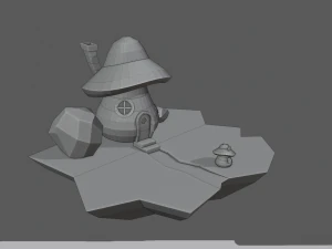 low poly mushroom house 3D Model