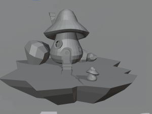 low poly mushroom house 3D Модель