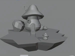 low poly mushroom house 3D Model