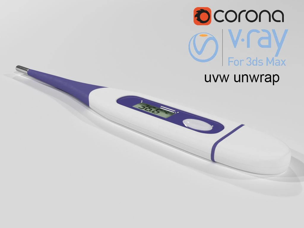 digital thermometer uvw high poly 3D Model .c4d .max .obj .3ds .fbx .stl .blend 