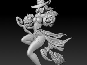 STL CNC Router file Witch on a broomstick Modelo 3D