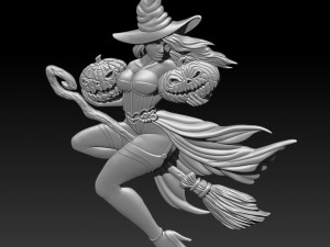 STL CNC Router file Witch on a broomstick Modelo 3D