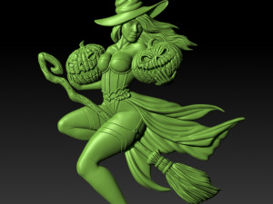STL CNC Router file Witch on a broomstick Modelo 3D