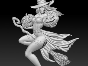 STL CNC Router file Witch on a broomstick Modelo 3D