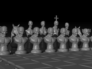 3D MODEL STL file Chessmen Zombie for CNC and 3D printing 3D Baskı Modeli