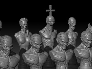 3D MODEL STL file Chessmen Zombie for CNC and 3D printing 3D Baskı Modeli