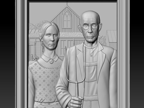 American Gothic 3D MODEL STL file for CNC Router Modelo 3D