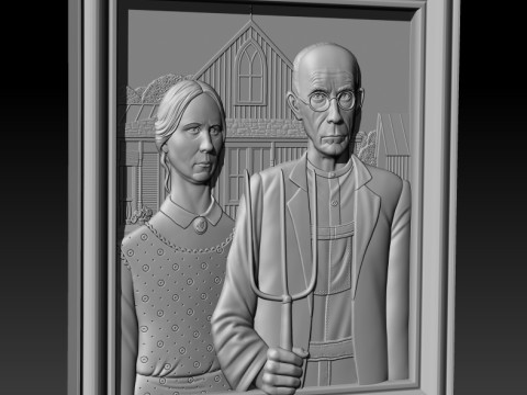 American Gothic 3D MODEL STL file for CNC Router 3Dモデル