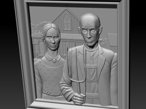 American Gothic 3D MODEL STL file for CNC Router 3Dモデル