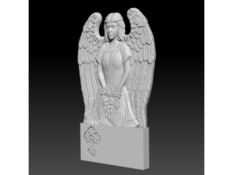 3D STL Model file Tombstone Angel with flowers for CNC Router 3D Model