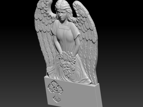 3D STL Model file Tombstone Angel with flowers for CNC Router 3D Model
