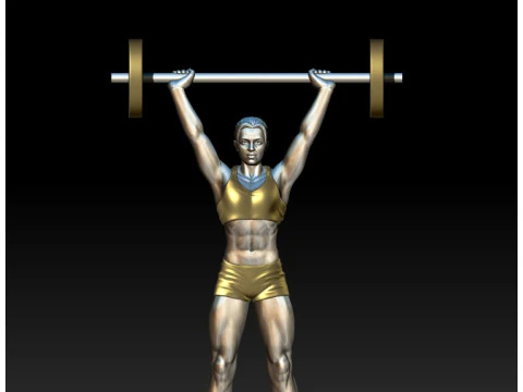 Gewichtheffer meisje 3D MODEL STL voor 3D-printen Bodybuilder 3D printmodel