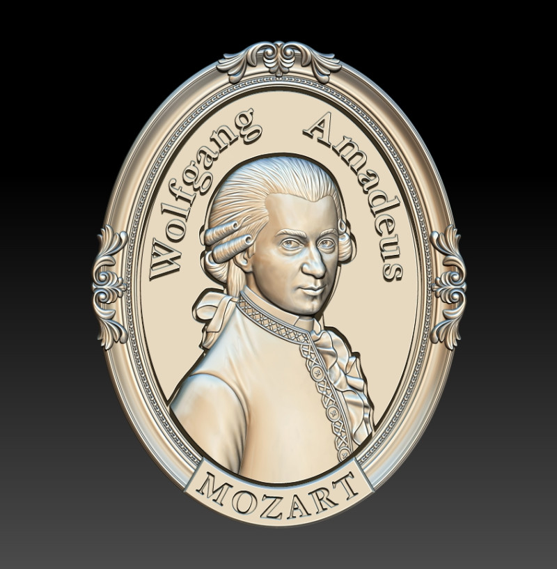 Wolfgang Amadeus Mozart Portrait Modello 3D .c4d .max .obj .3ds .fbx .stl .blend