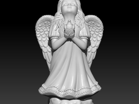 Angel with dove 3D MODEL for 3D printing 3D Baskı Modeli