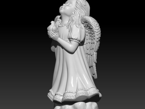 Angel with dove 3D MODEL for 3D printing 3D Baskı Modeli