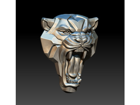 Tiger head 3D MODEL for CNC and 3D printing 3D Baskı Modeli
