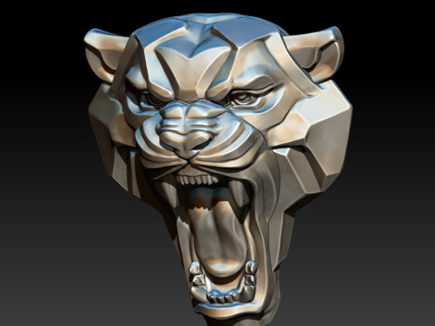 Tiger head 3D MODEL for CNC and 3D printing 3D Baskı Modeli