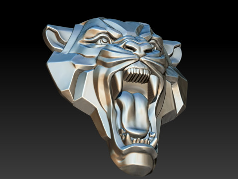 Tiger head 3D MODEL for CNC and 3D printing 3D Baskı Modeli