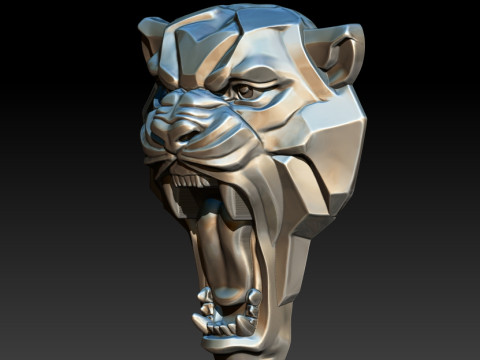 Tiger head 3D MODEL for CNC and 3D printing 3D Baskı Modeli