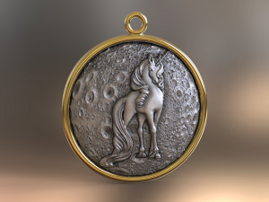 pendant - moon unicorn Modelo 3D
