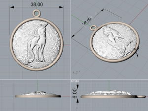 pendant - moon unicorn 3D Модель