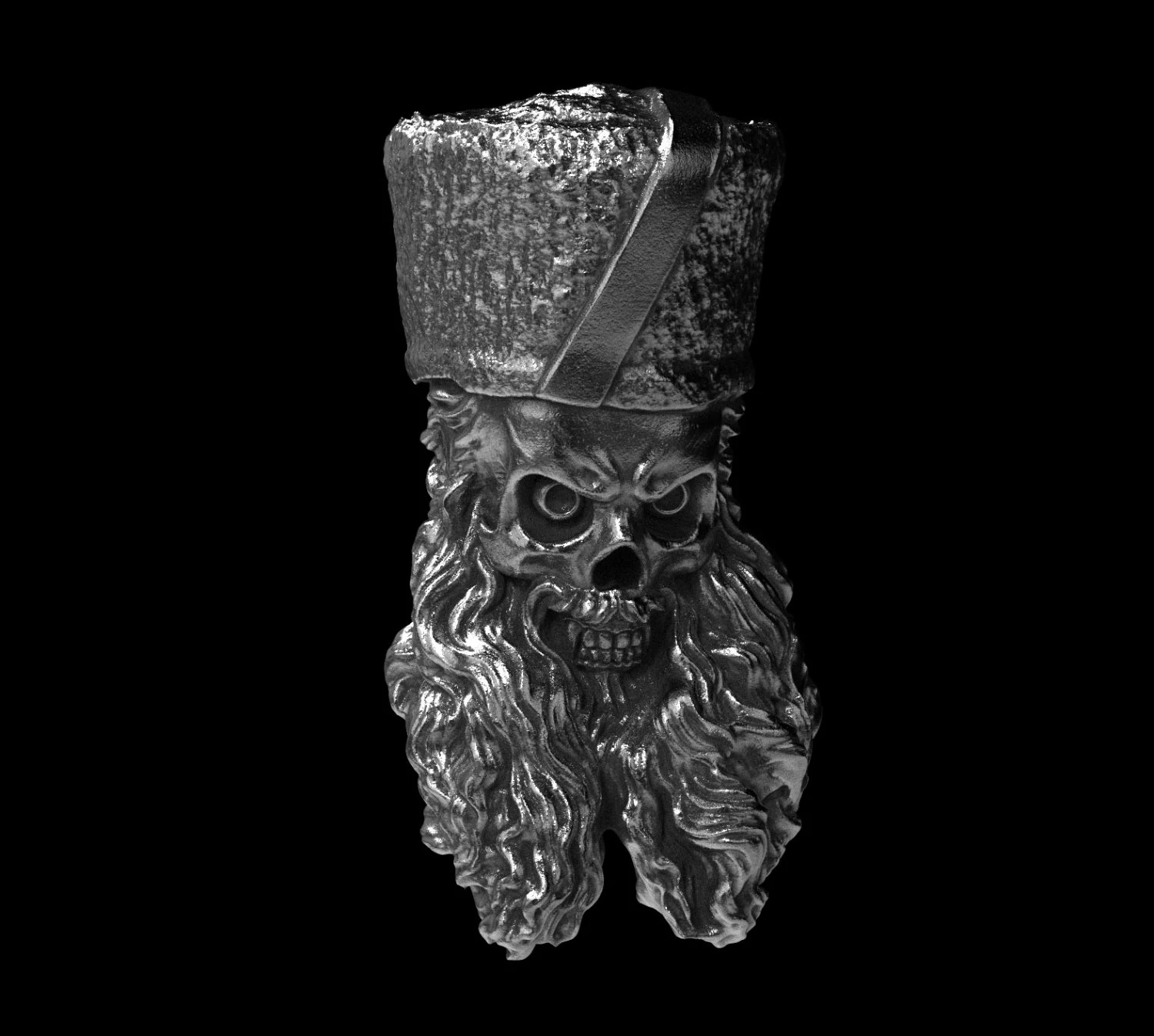 pendant - skull with beard and hat 3D Model .c4d .max .obj .3ds .fbx .stl .blend