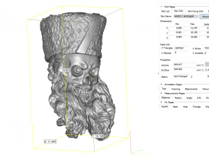 pendant - skull with beard and hat 3D Model