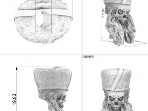 pendant - skull with beard and hat 3D Model