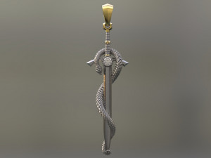 pendant - sword with a snake Modelo 3D