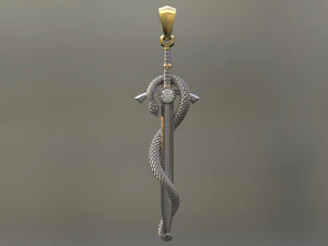 pendant - sword with a snake 3D Model